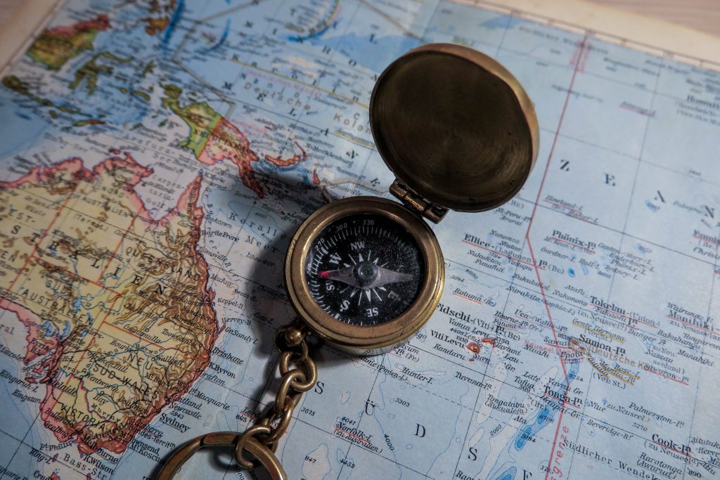 compass and map of australia
