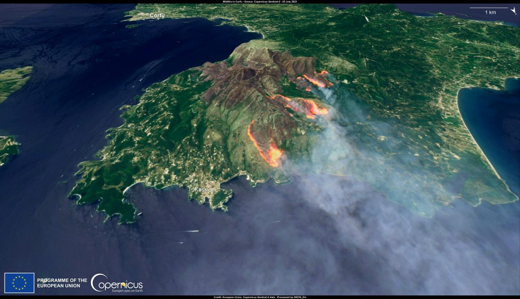 Wildfire in Corfu, Greece, 2023.