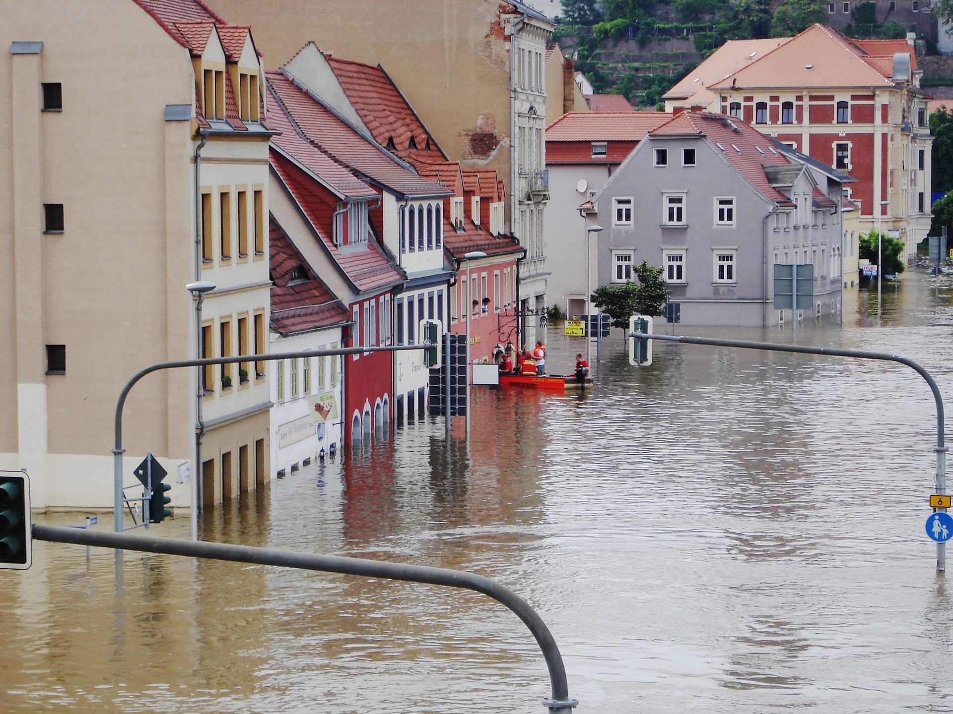 flooded European street