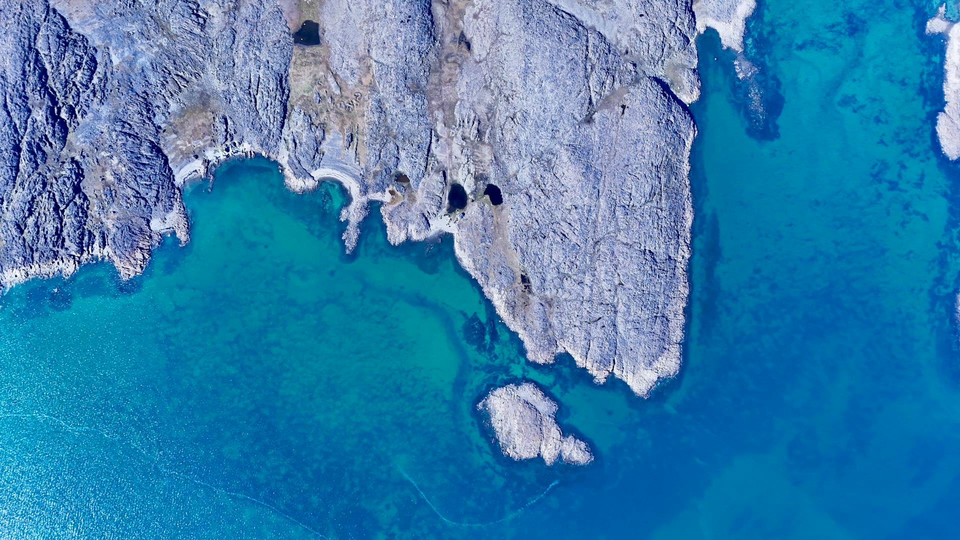 rocky coast seen from above