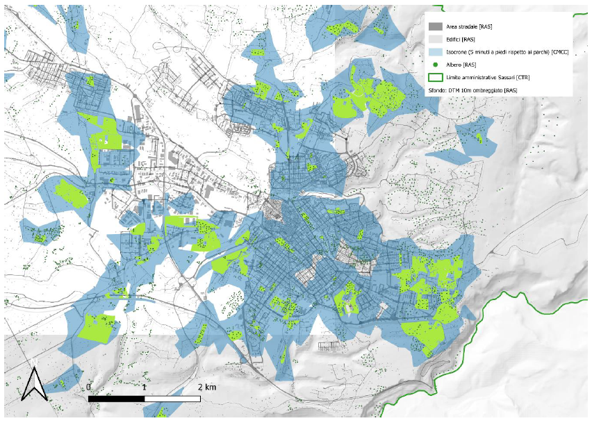 green space accessibility in Sassari CMCC